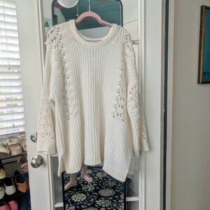 Anthropologie Pilcro Devenne Pointelle Knit Sweater - XL